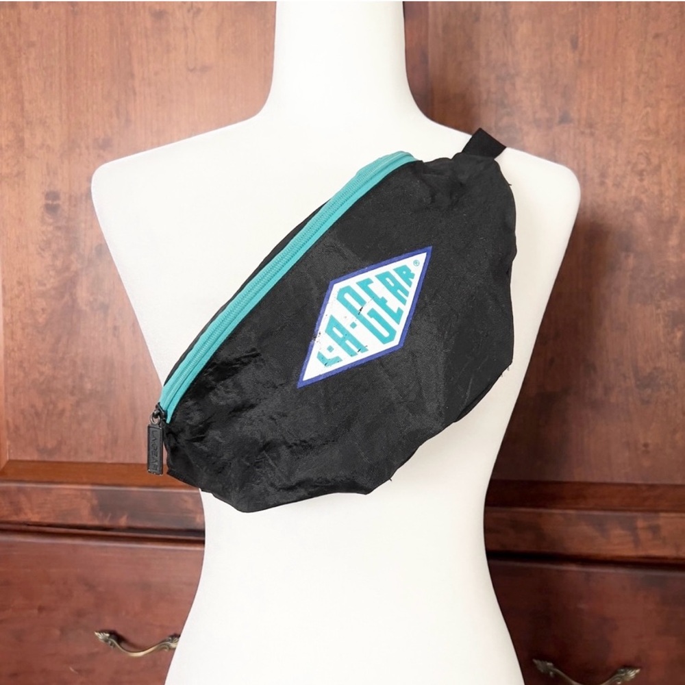 Vintage L.A. Gear Black and Teal Fanny Pack Belt Bag - Picture 5 of 14